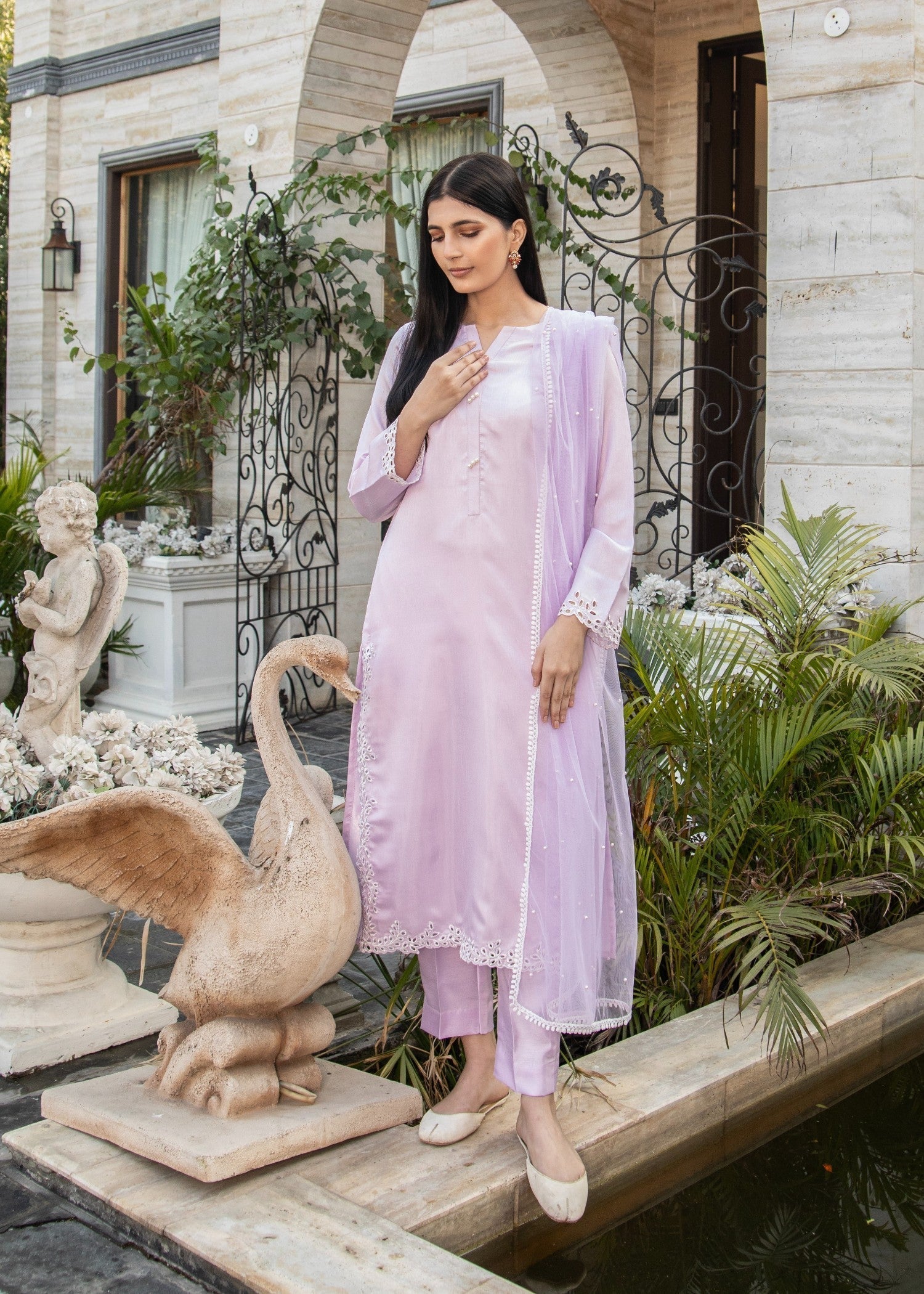 Naaz Couture Lilac Raw Silk Suit Women 3pcs