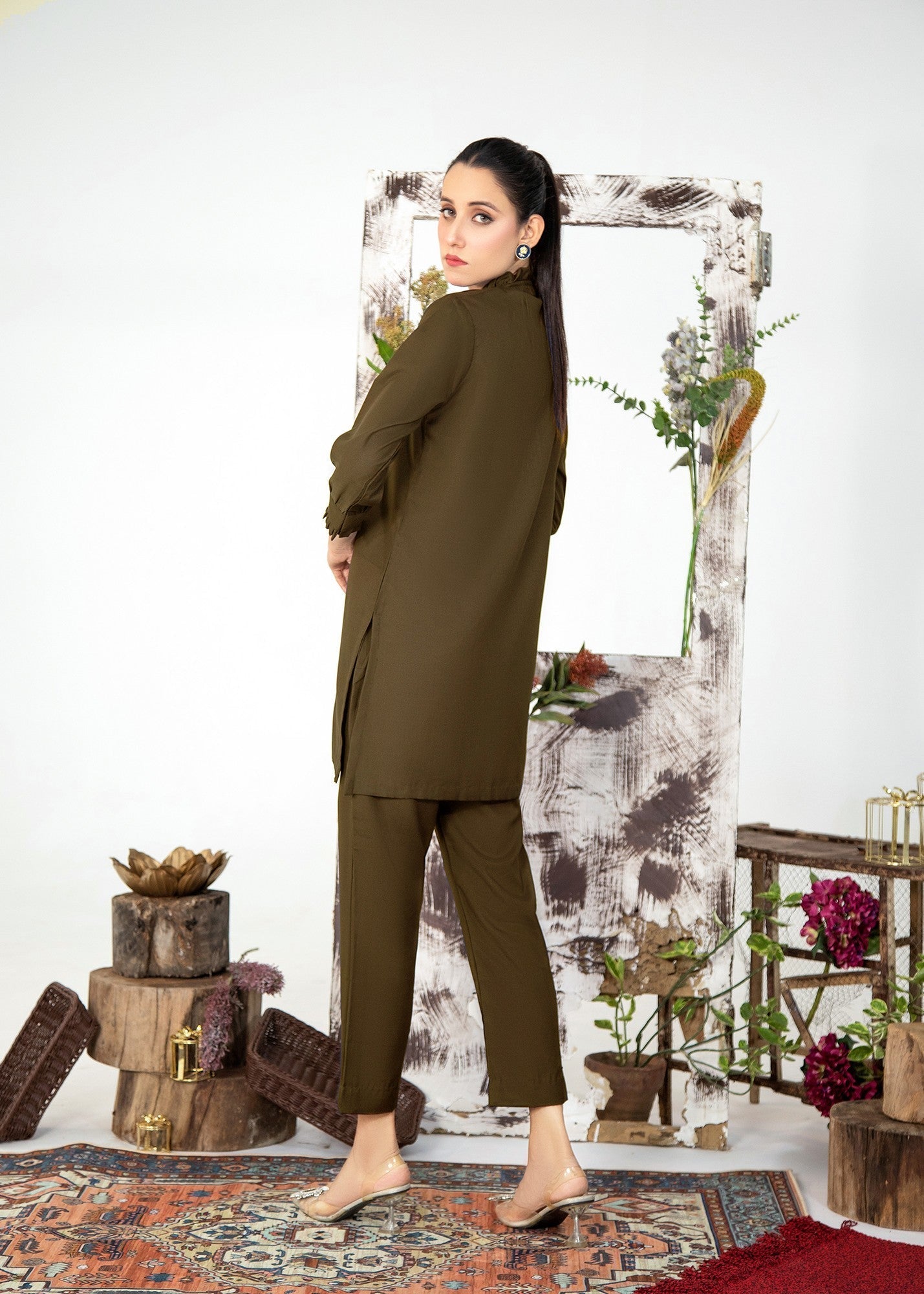 Vestilewear Olive Women Co Ord Set Stitched Suit VW01 A Women 2pcs