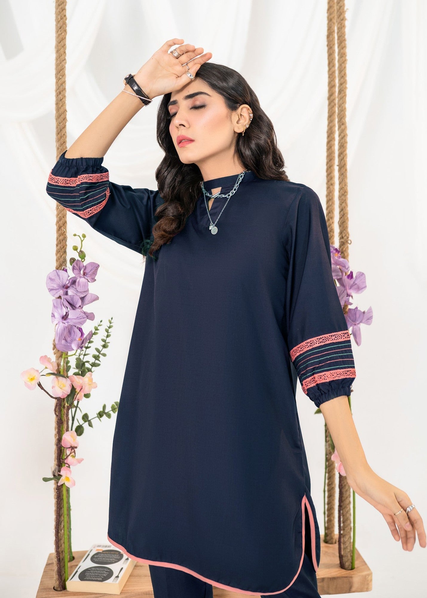 Vestilewear Navy Blue Women Co Ord Sets Stitched Suit (All Season) VW13 B Women 2pcs