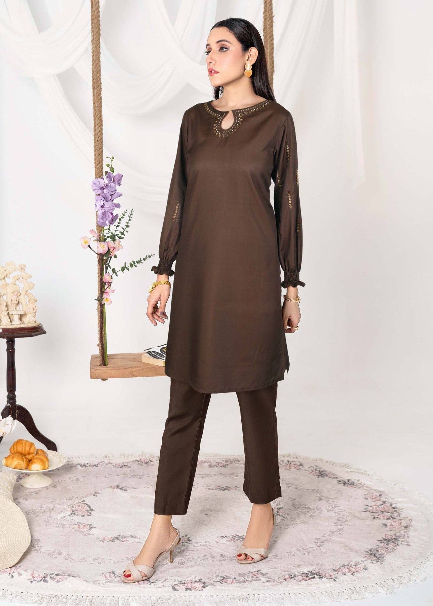 Vestilewear Brown Women Co Ord Sets Stitched Suit (All Season) VW15 B Women 2pcs