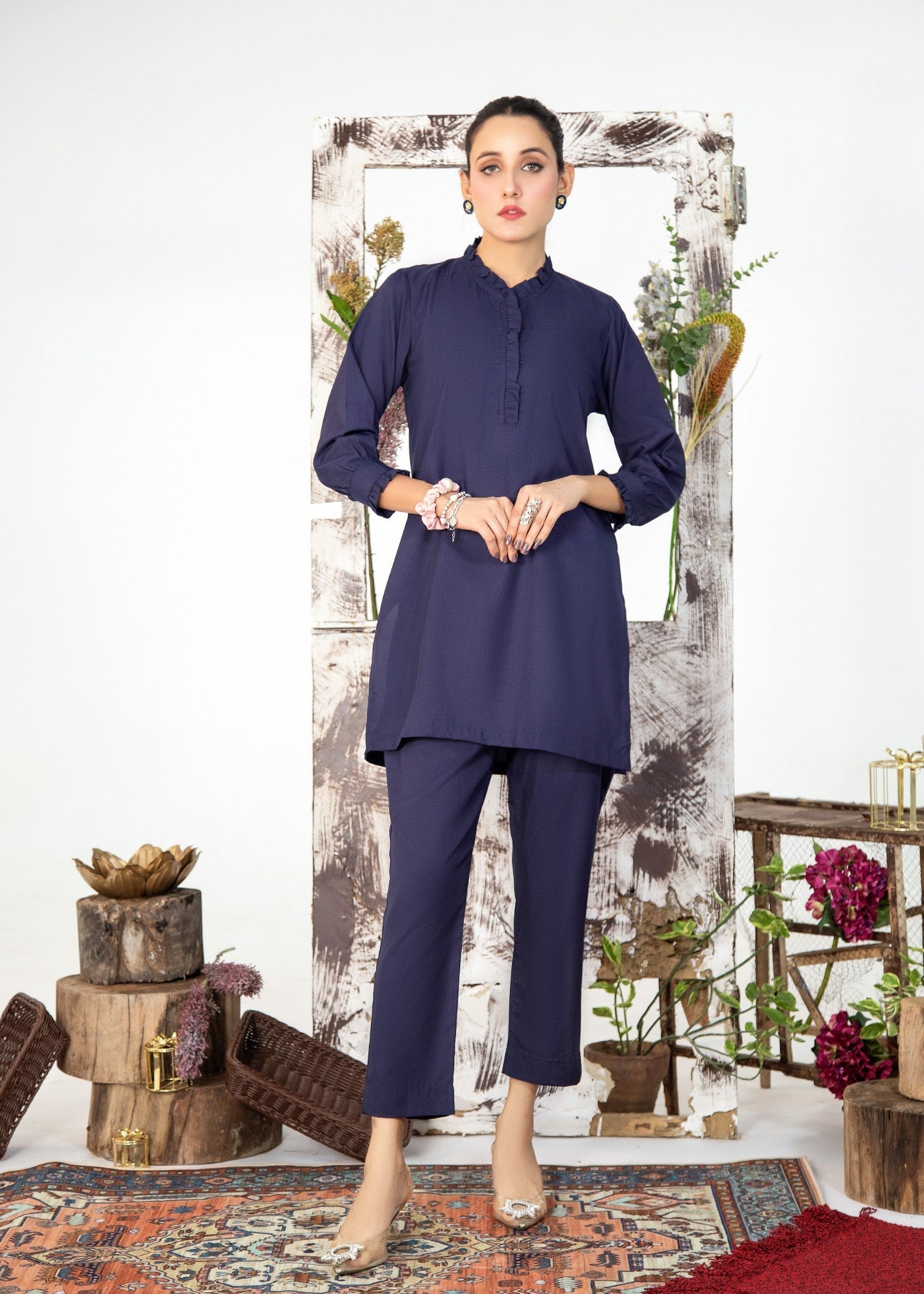 Vestilewear Navy Blue Women Co Ord Sets Stitched Suit (All Season) VW01 B Women 2pcs