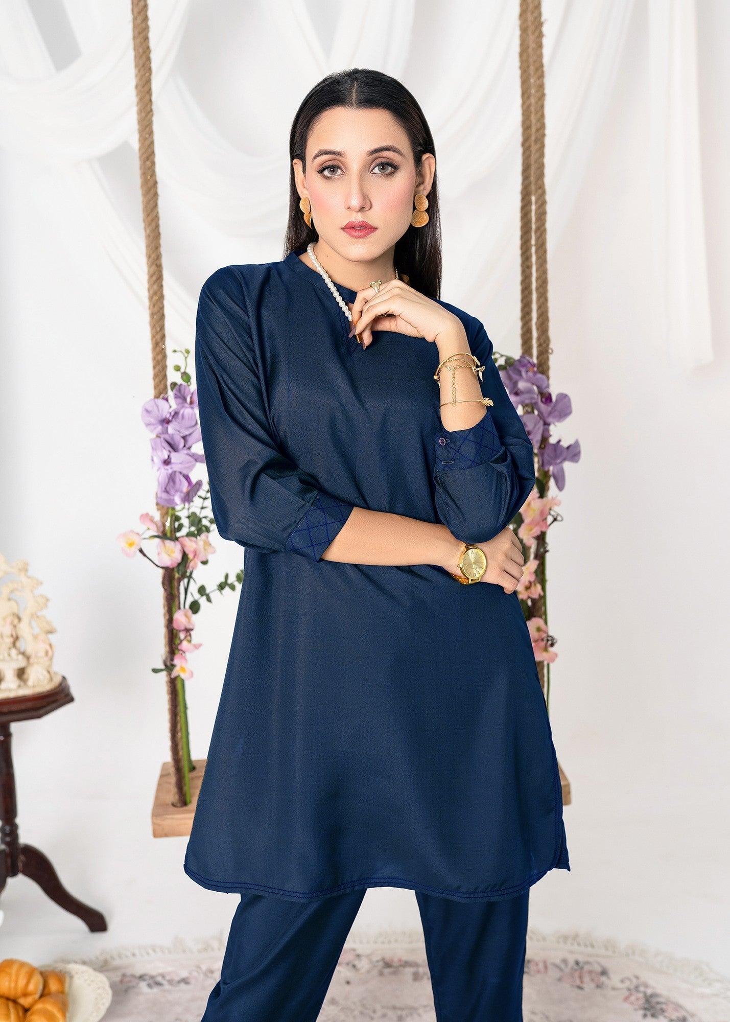 Vestilewear Blue Women Co Ord Sets Stitched Suit (All Season) VW04 B Women 2pcs