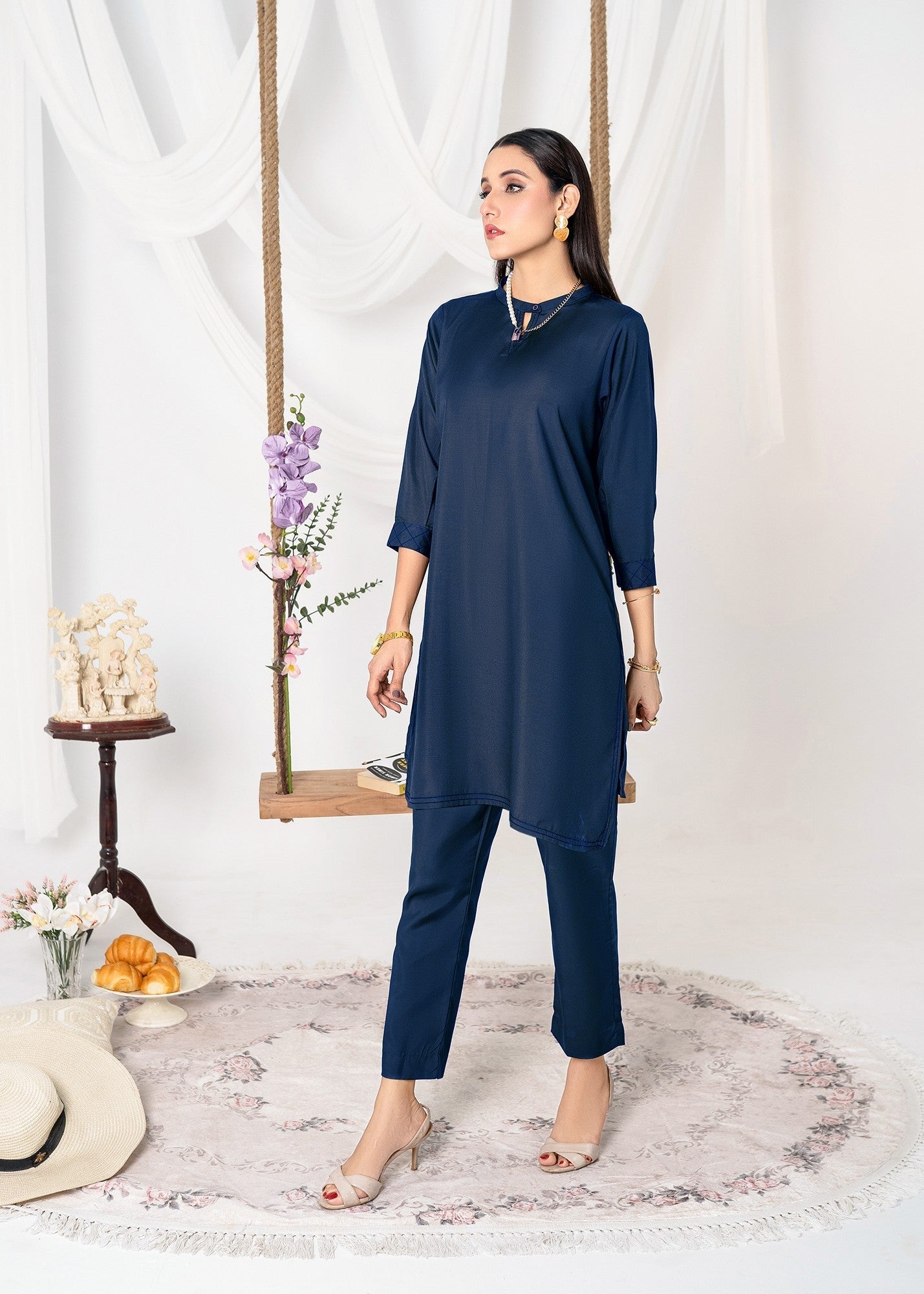 Vestilewear Blue Women Co Ord Sets Stitched Suit (All Season) VW04 B Women 2pcs