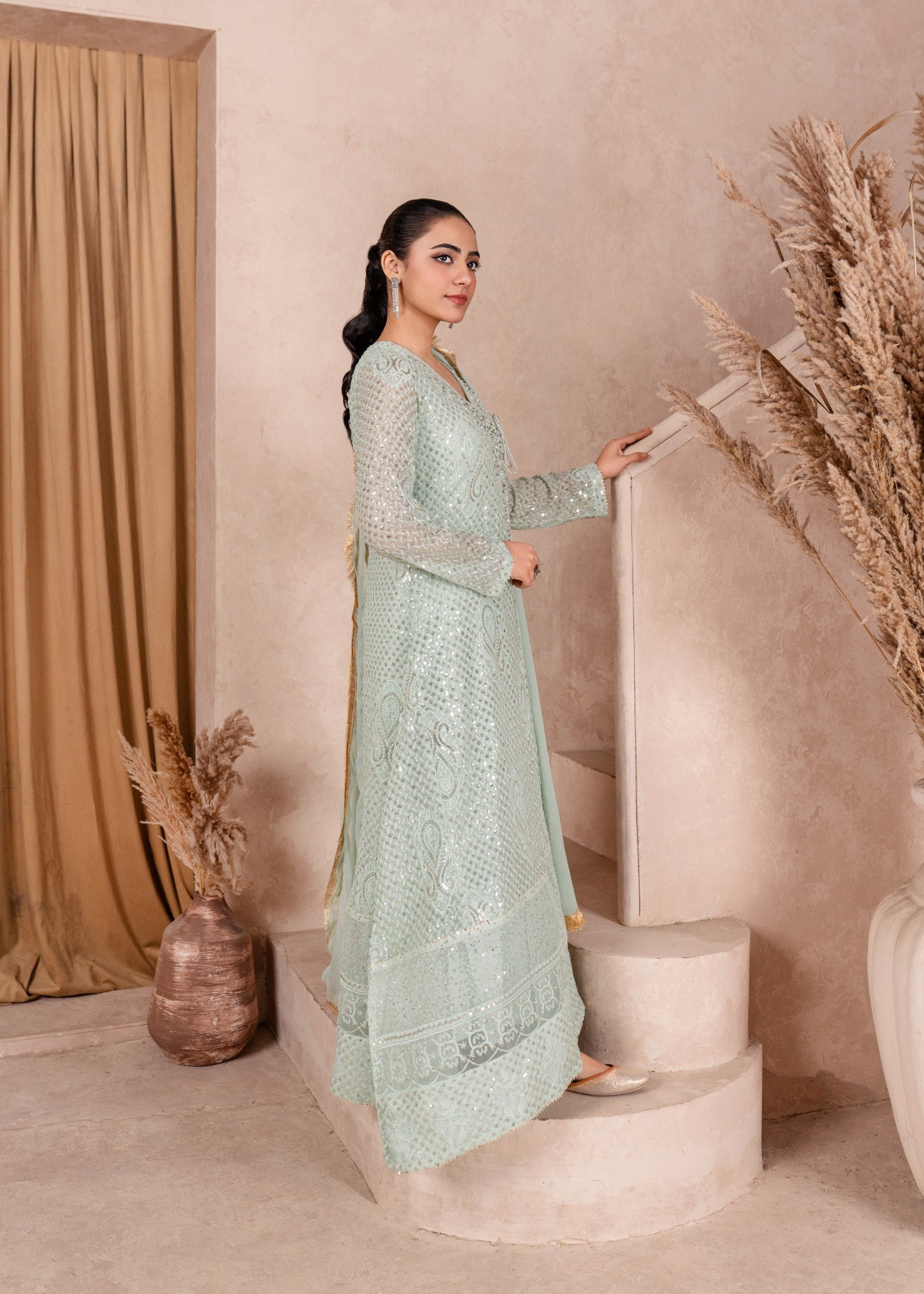 Mona Embroidery REGAL ROMANCE MINT GREEN Women 3pcs