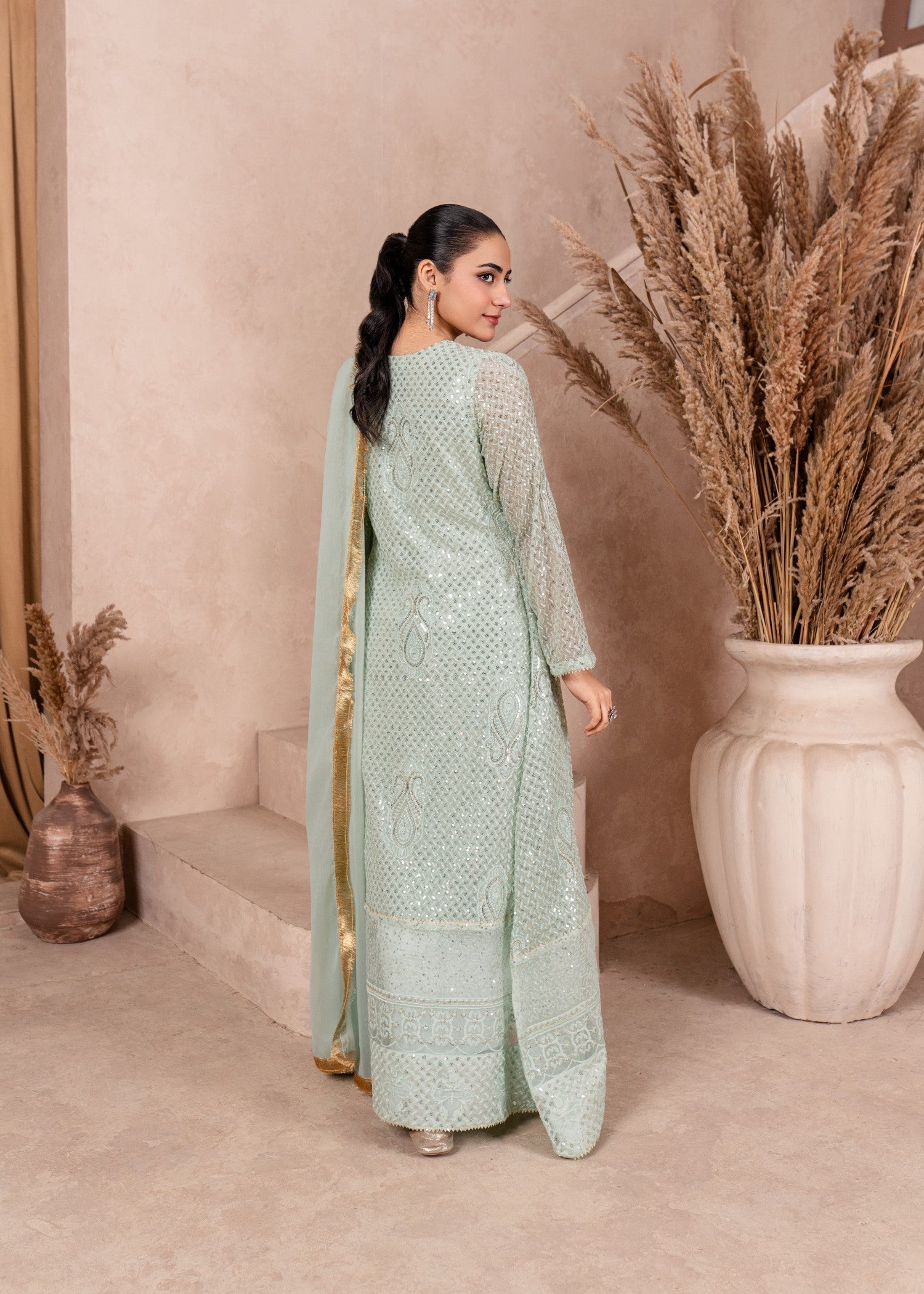 Mona Embroidery REGAL ROMANCE MINT GREEN Women 3pcs