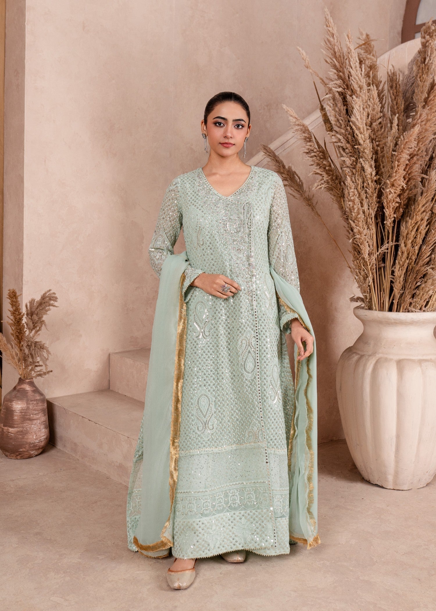 Mona Embroidery REGAL ROMANCE MINT GREEN Women 3pcs