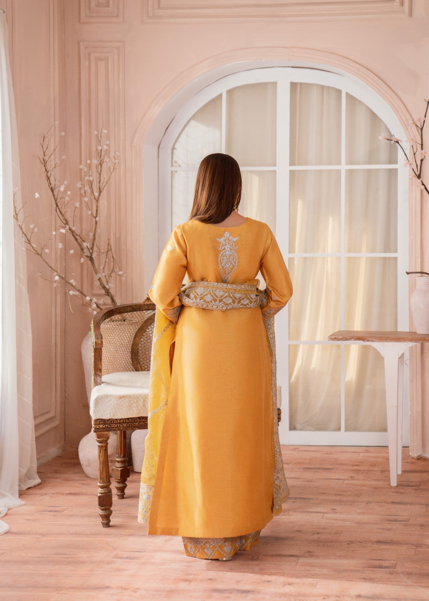 Alyssa GOLD RAW SILK KURTI SET ALL064 Women 3pcs