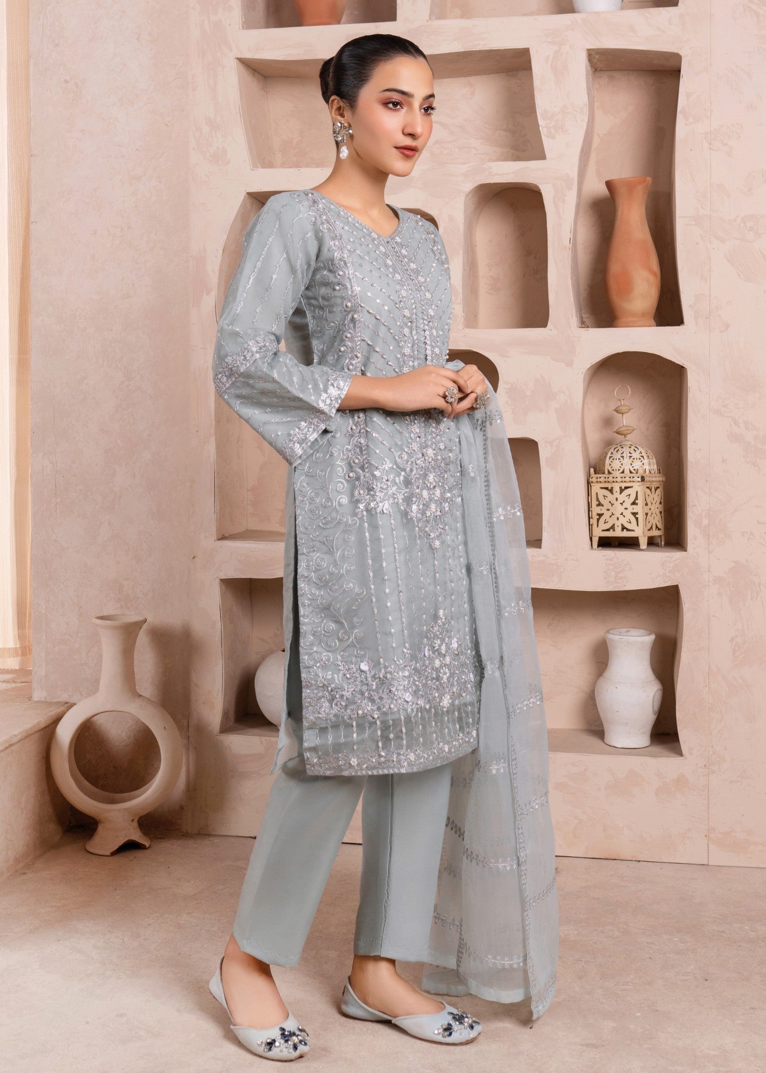 Four Season Boutique JUMMA 3 ORGANZA GREY Women 3pcs