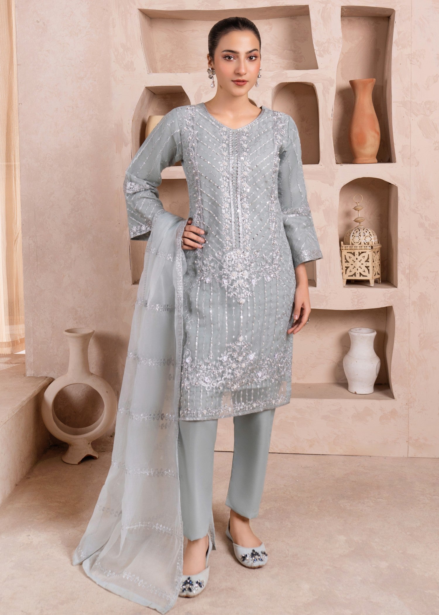 Four Season Boutique JUMMA 3 ORGANZA GREY Women 3pcs