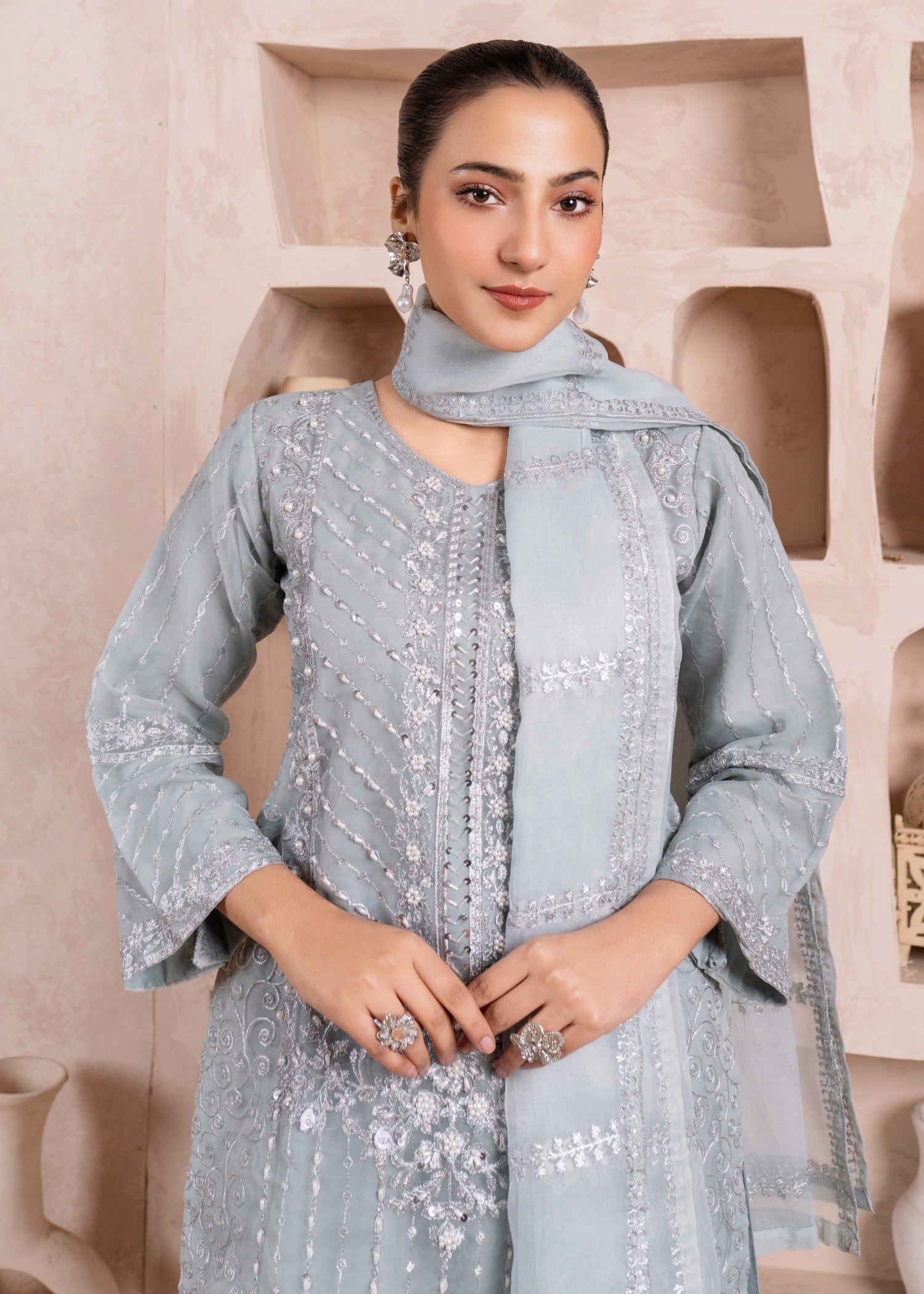 Four Season Boutique JUMMA 3 ORGANZA GREY Women 3pcs