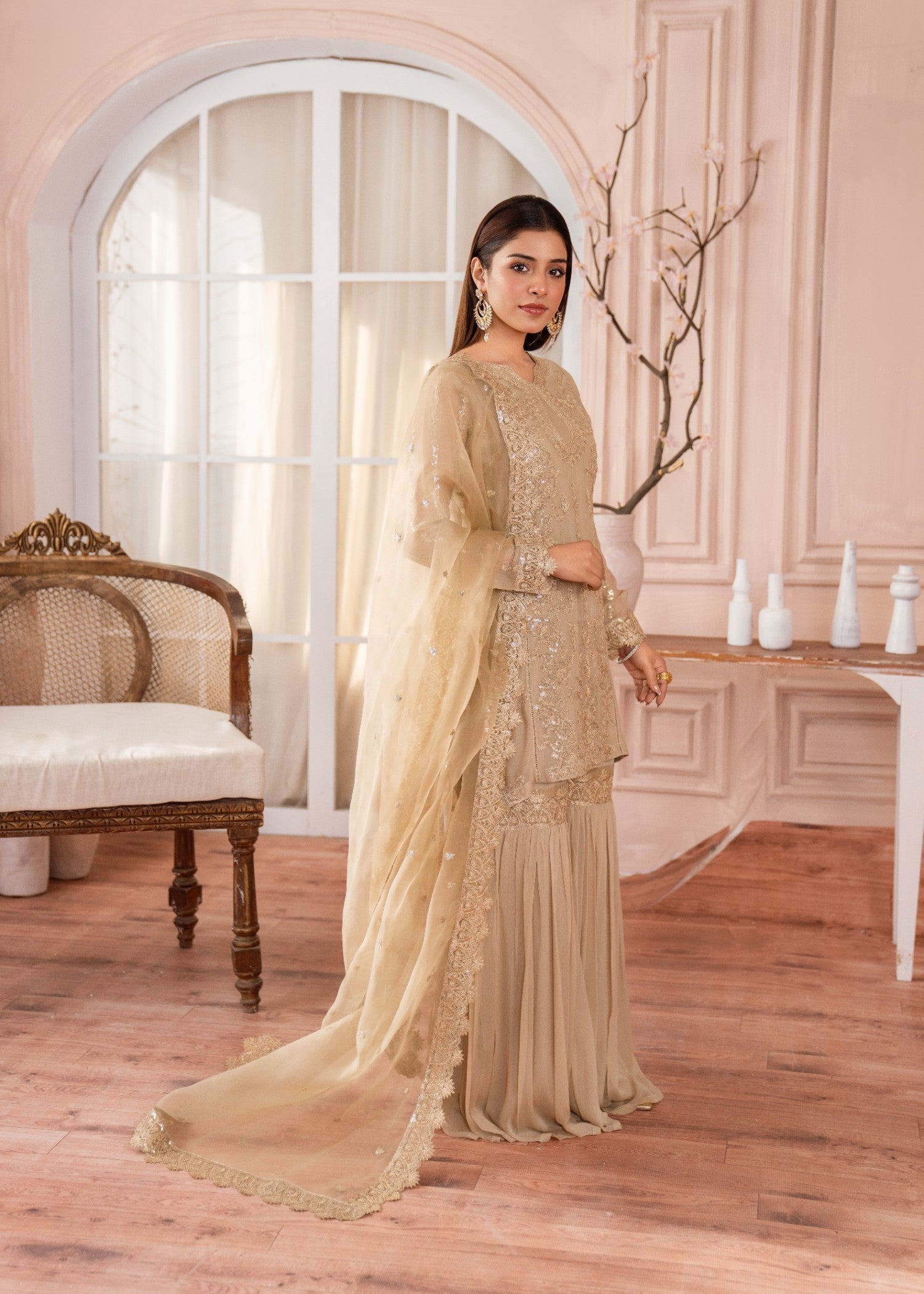 Alyssa GOLDEN GHARARA SET ALL112 Women 3pcs