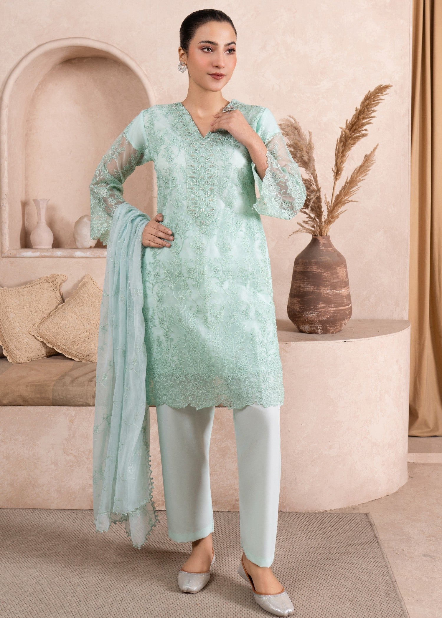 Four Season Boutique CHICKEN KARI ORGANZA ICEBLUE Women 3pcs