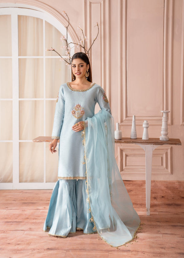 Alyssa POWDER BLUE GHARARA SET ALL117 Women 3pcs