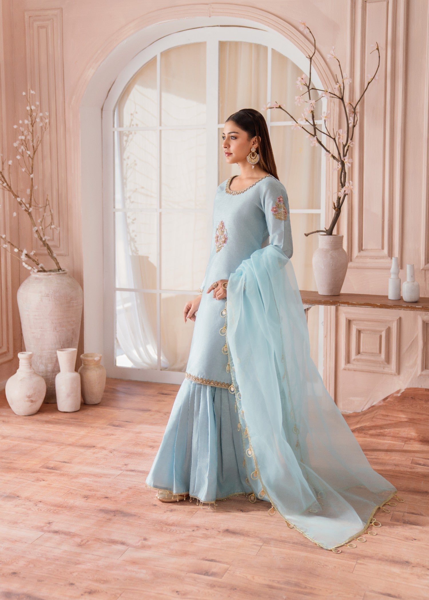 Alyssa POWDER BLUE GHARARA SET ALL117 Women 3pcs