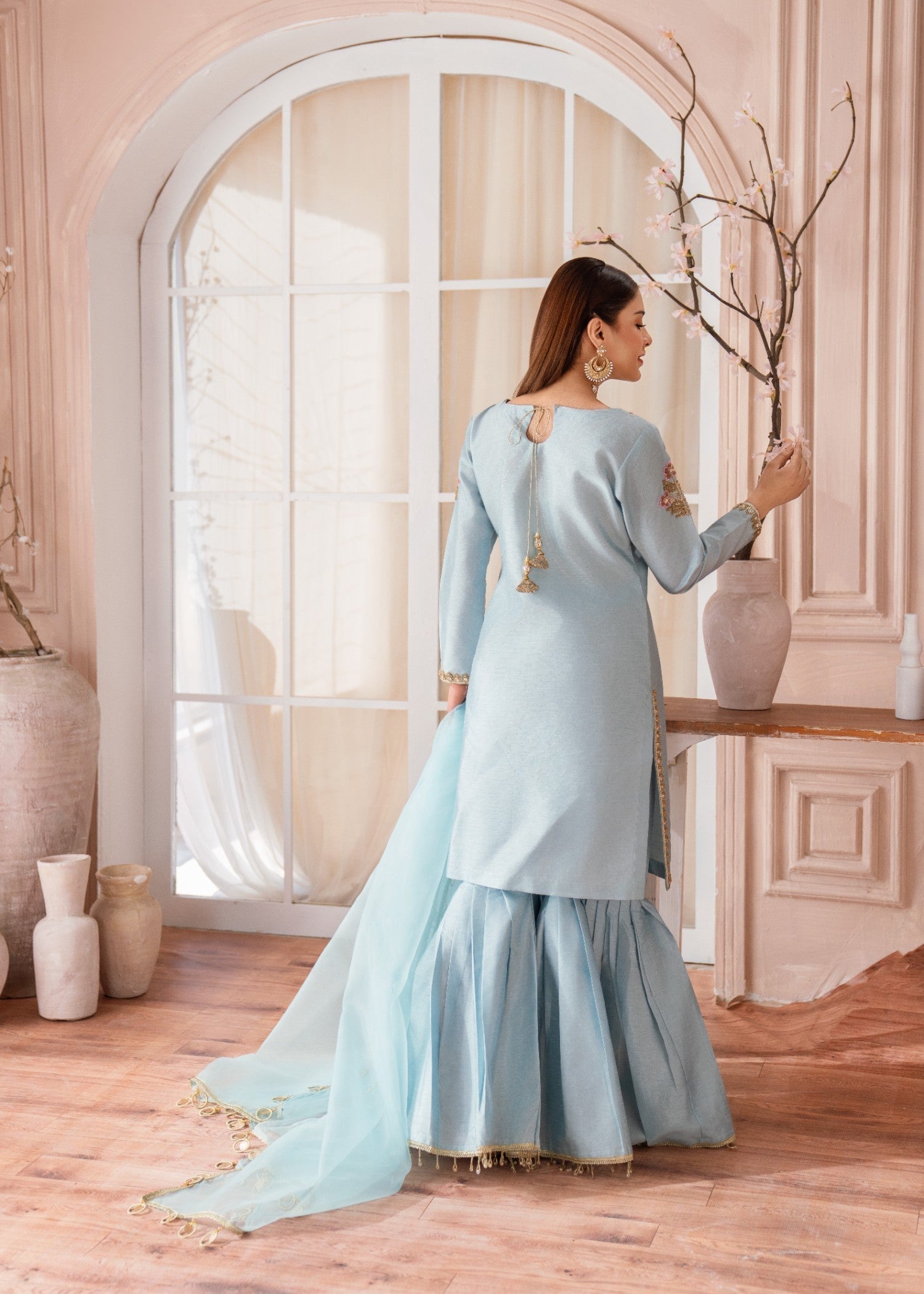 Alyssa POWDER BLUE GHARARA SET ALL117 Women 3pcs