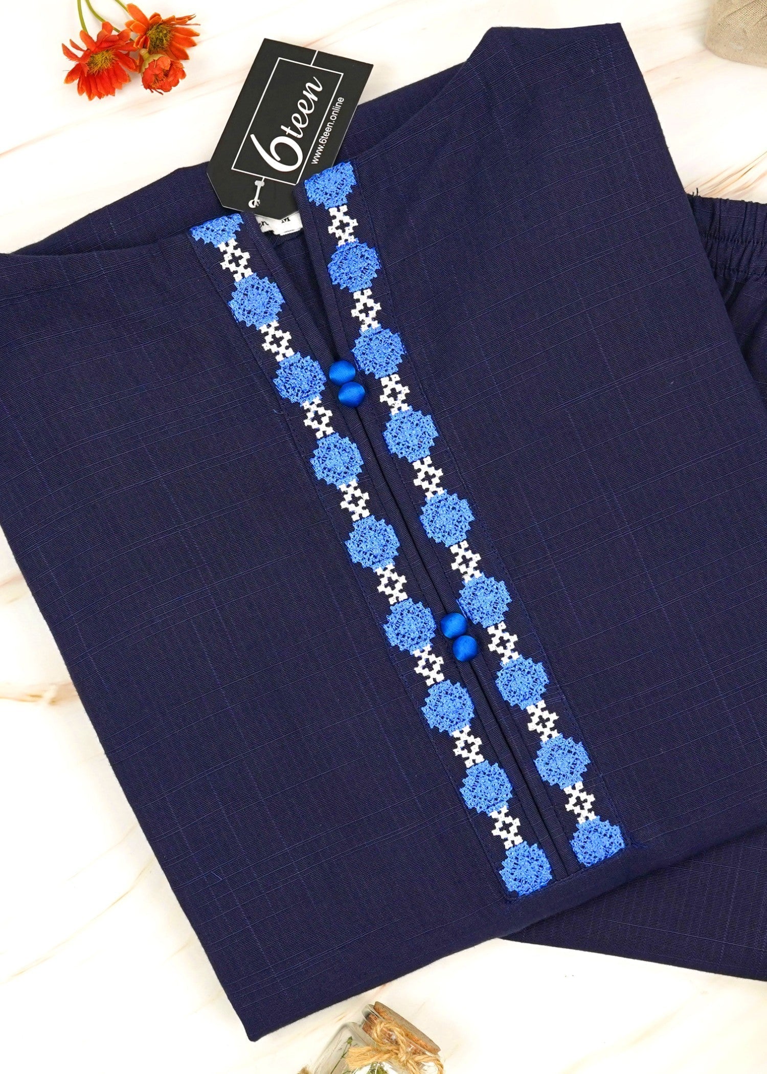 6teen blue embroidered Women 2pcs