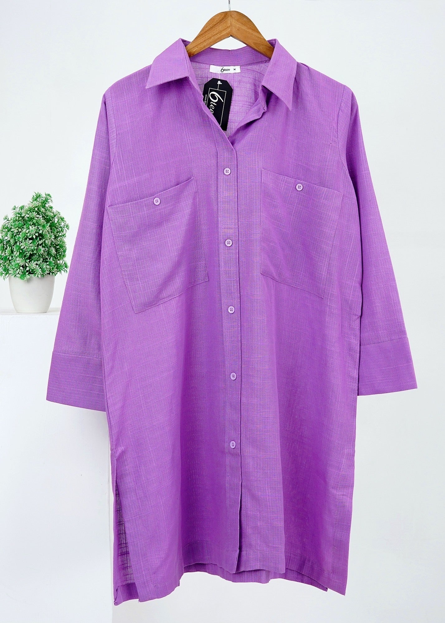 6teen lilac khaddar shirt Women 1pcs