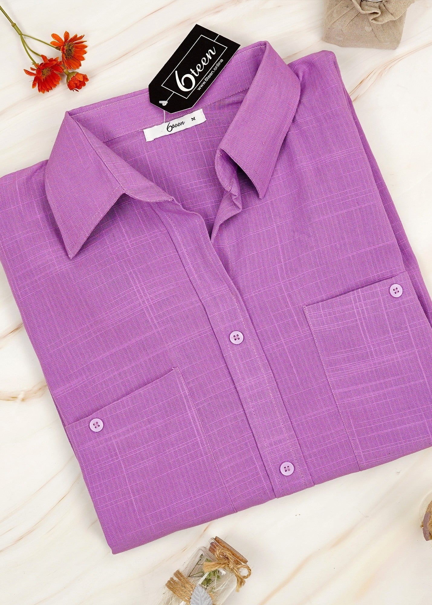 6teen lilac khaddar shirt Women 1pcs