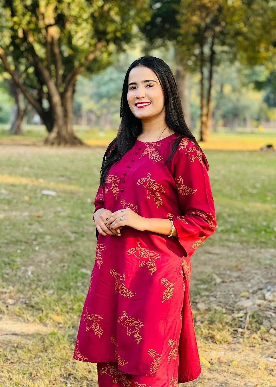 Gulposh Fluttering Sparrow (Stitched ) Mehroon Women 2pcs