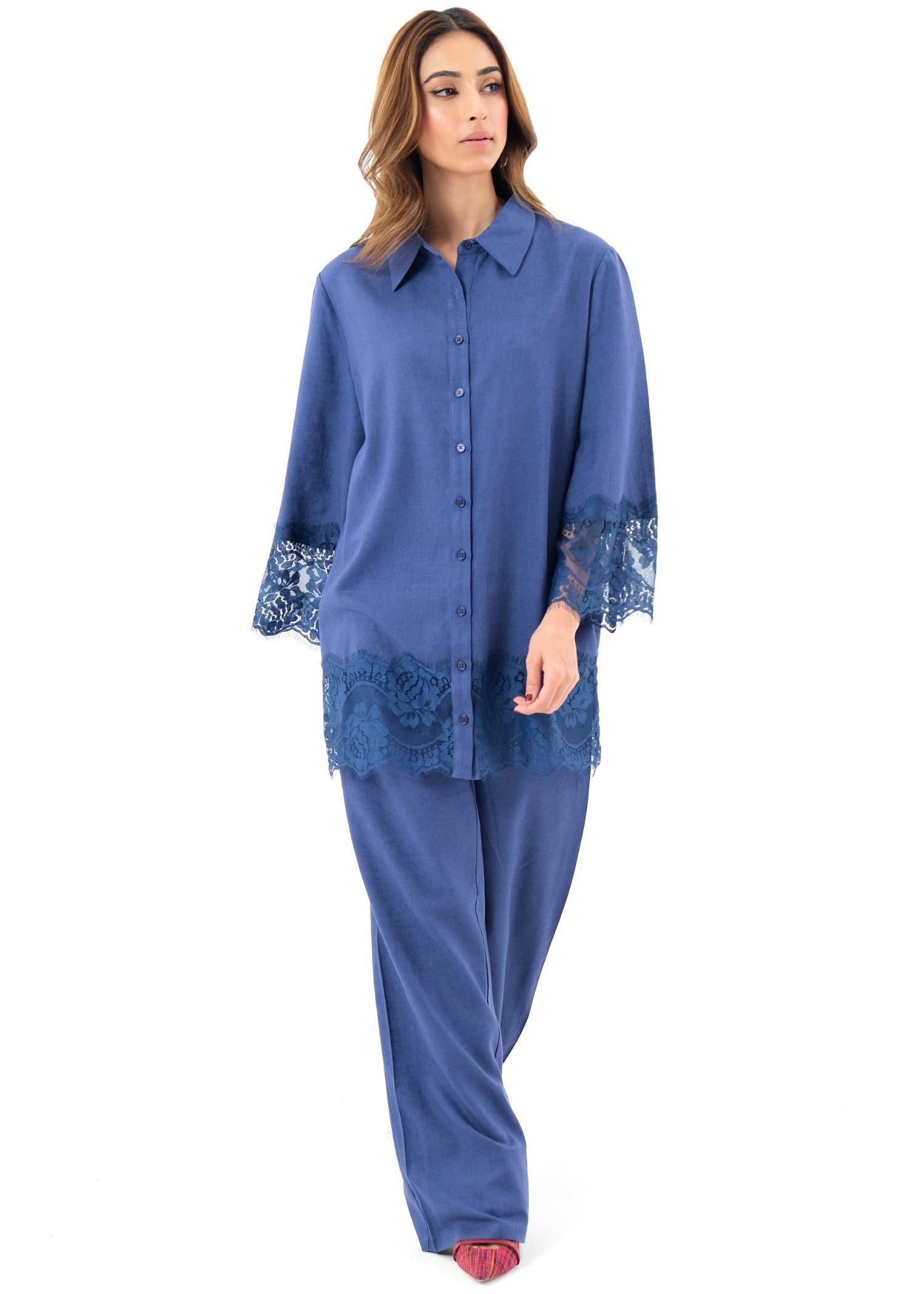 Noor By Saadia Asad D2 Blue LACE Women 2pcs