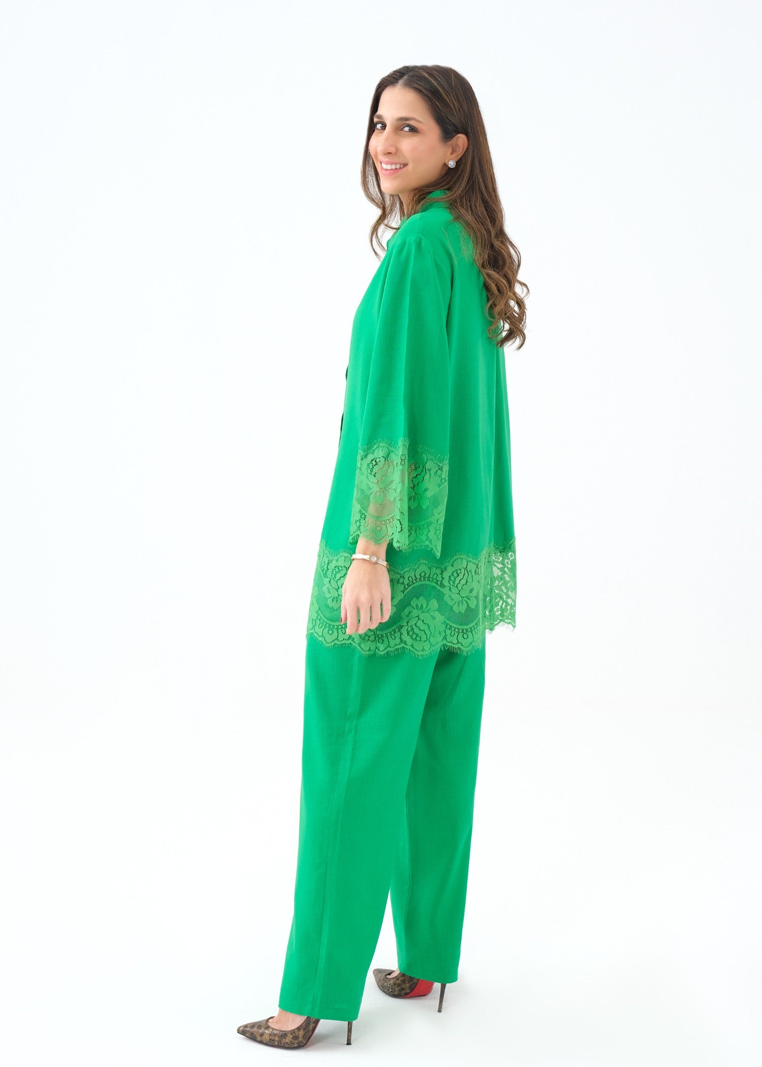 Noor By Saadia Asad D4 Green LACE Women 2pcs