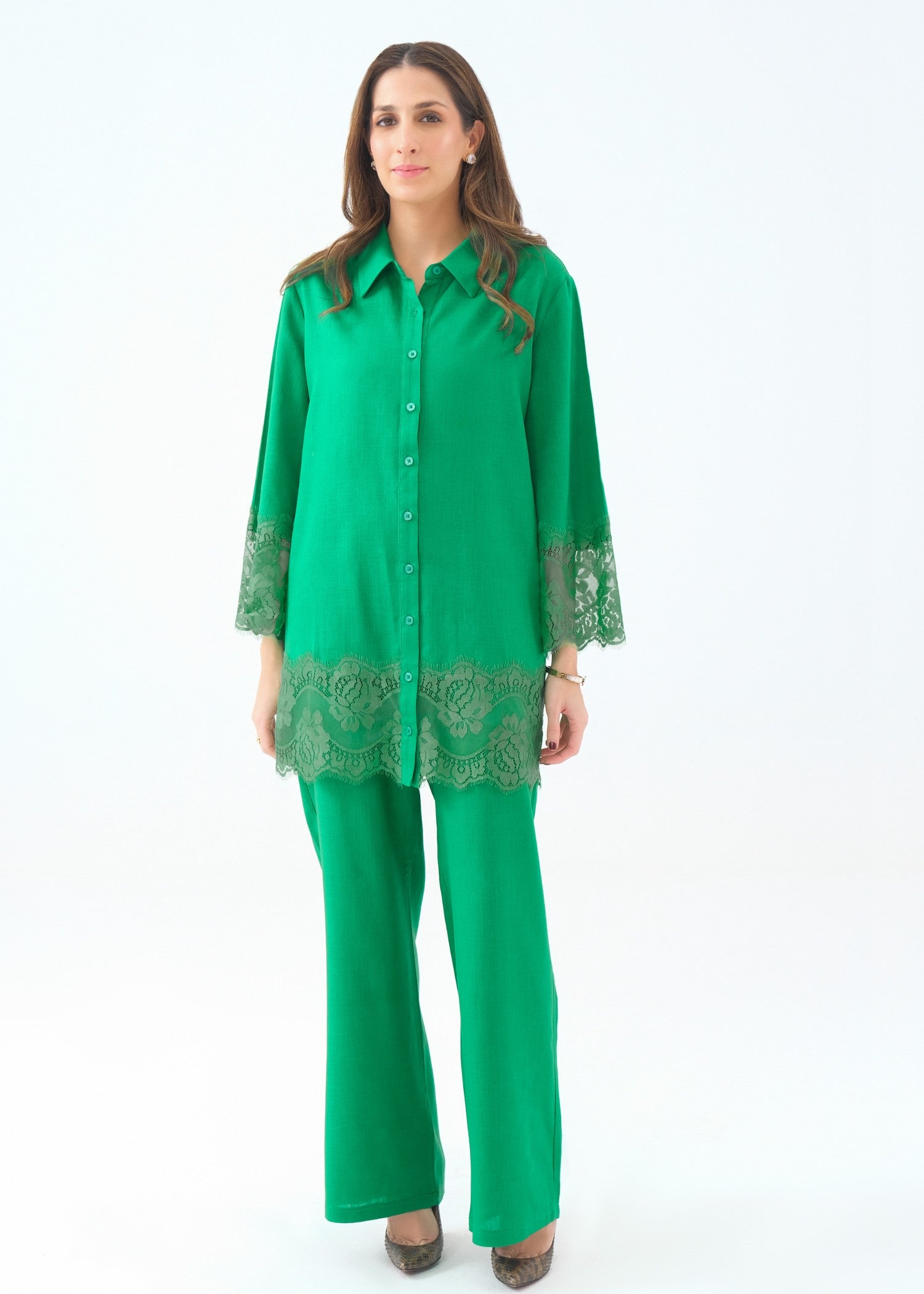 Noor By Saadia Asad D4 Green LACE Women 2pcs