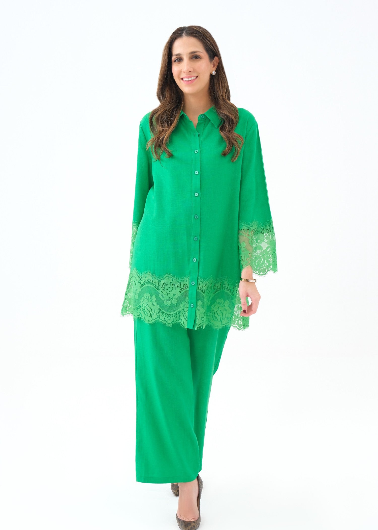 Noor By Saadia Asad D4 Green LACE Women 2pcs