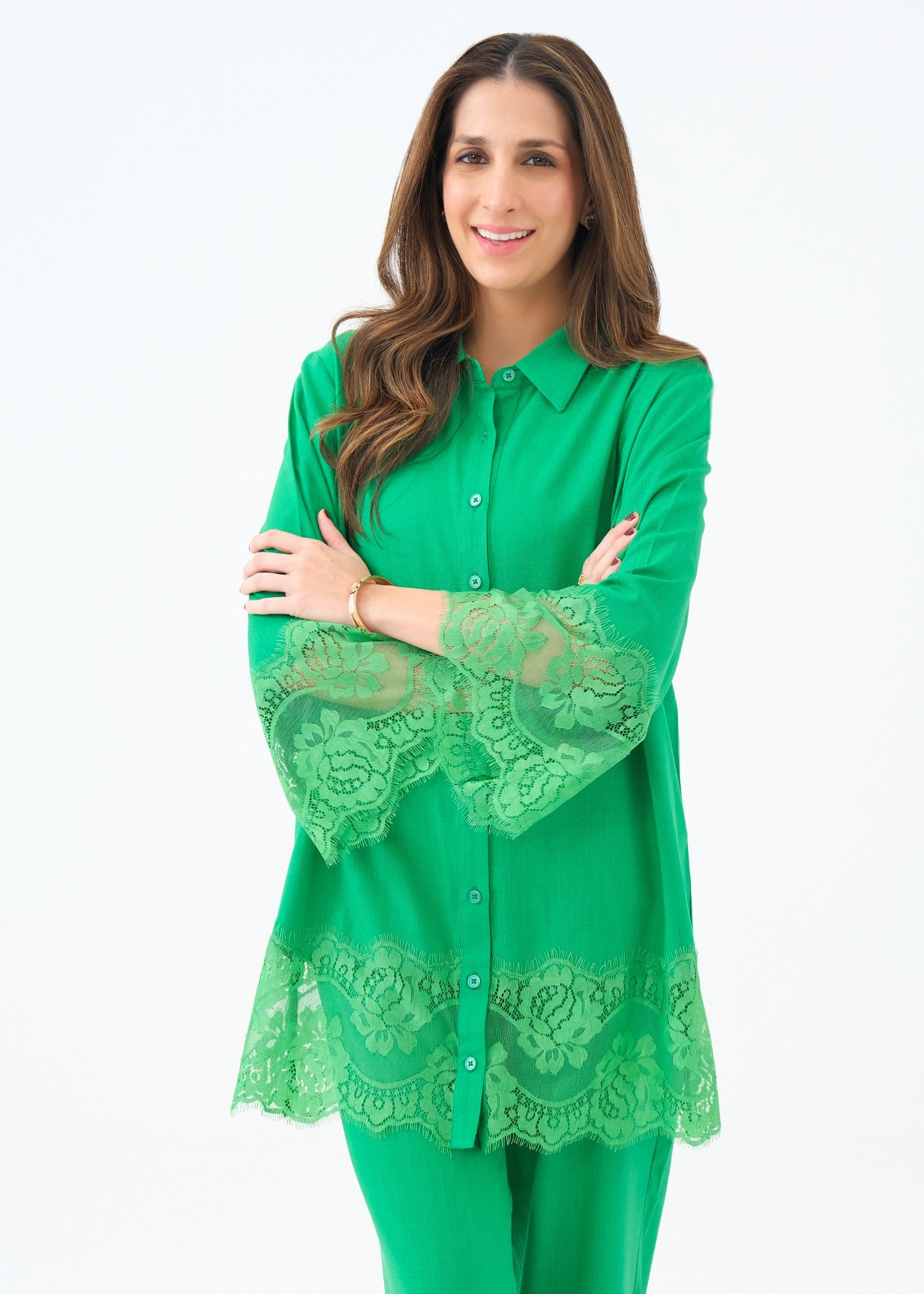 Noor By Saadia Asad D4 Green LACE Women 2pcs
