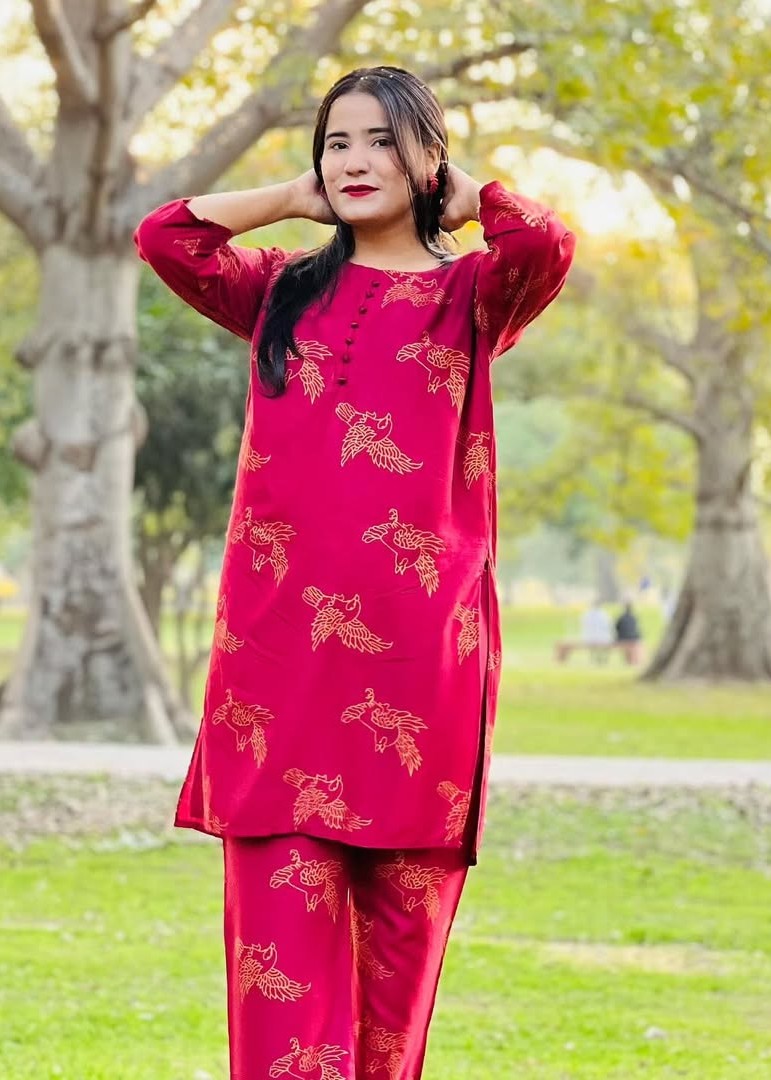 Gulposh Fluttering Sparrow (Stitched ) Mehroon Women 2pcs