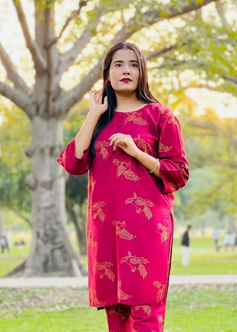 Gulposh Fluttering Sparrow (Stitched ) Mehroon Women 2pcs