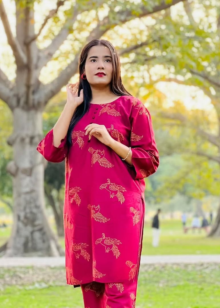 Gulposh Fluttering Sparrow (Stitched ) Mehroon Women 2pcs