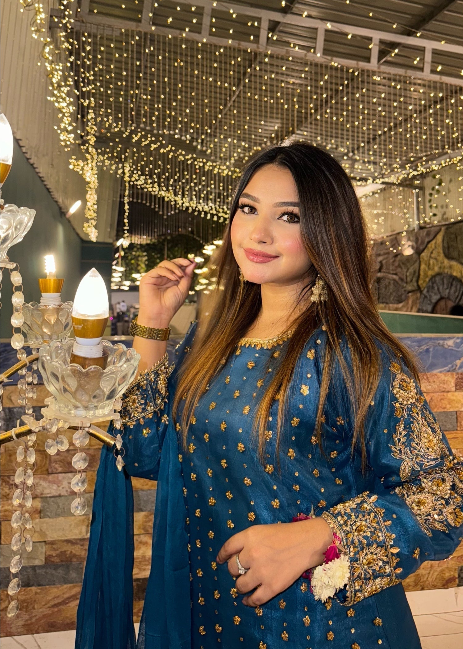 Suits By Sadia Merium organza blue Women 3pcs