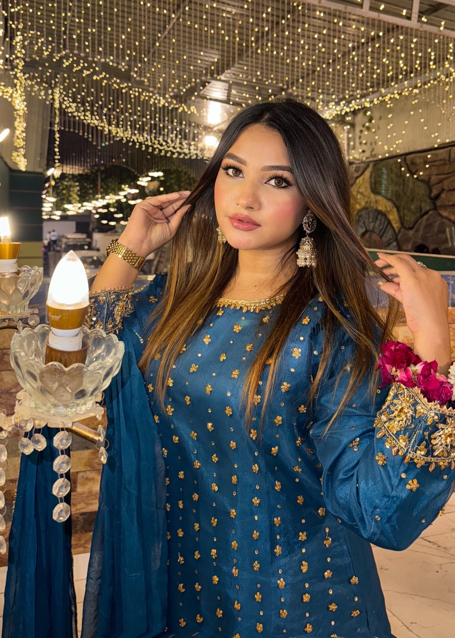 Suits By Sadia Merium organza blue Women 3pcs