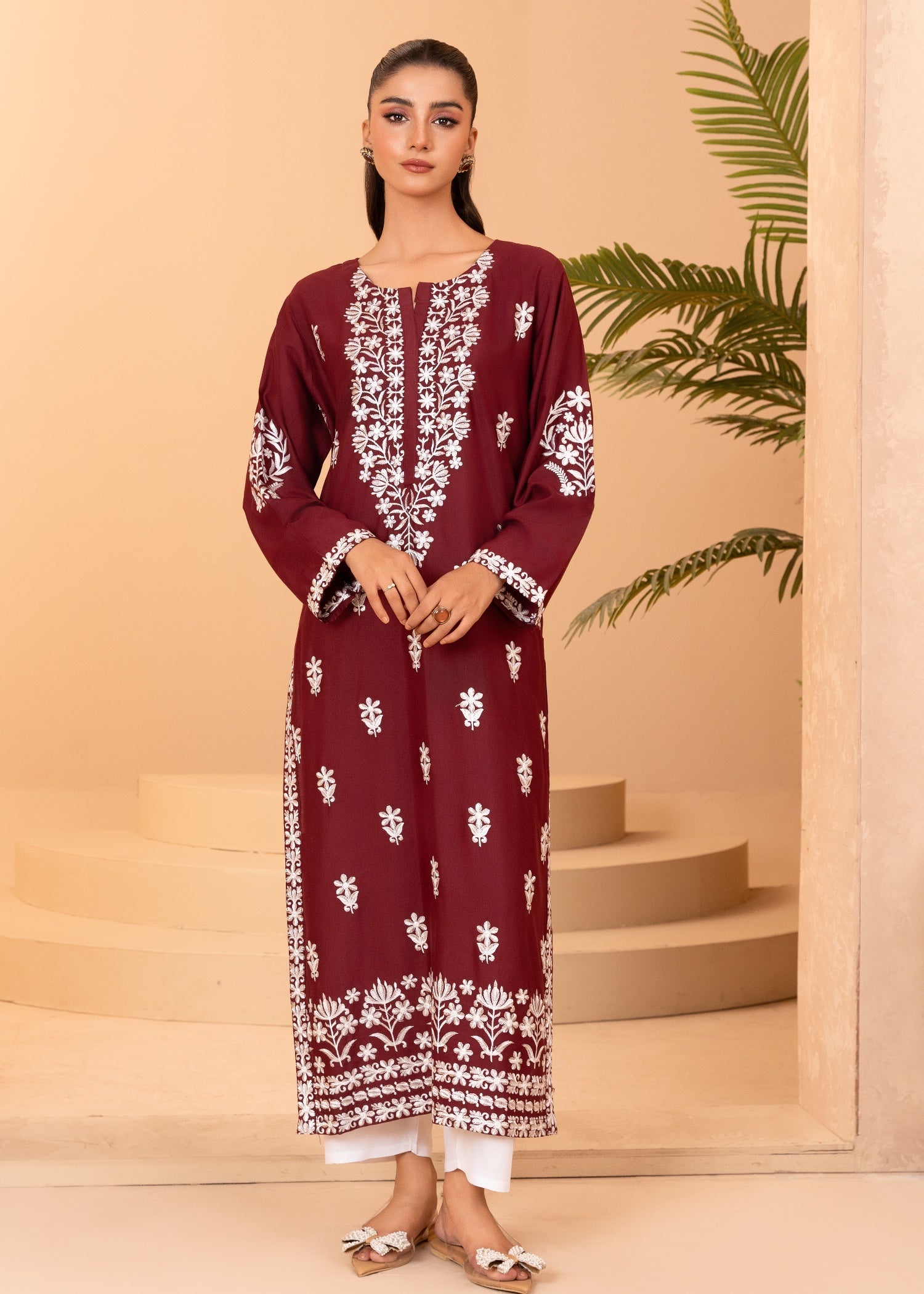 Chaudhary Arts Indian Kurti Maroon Women 1pcs
