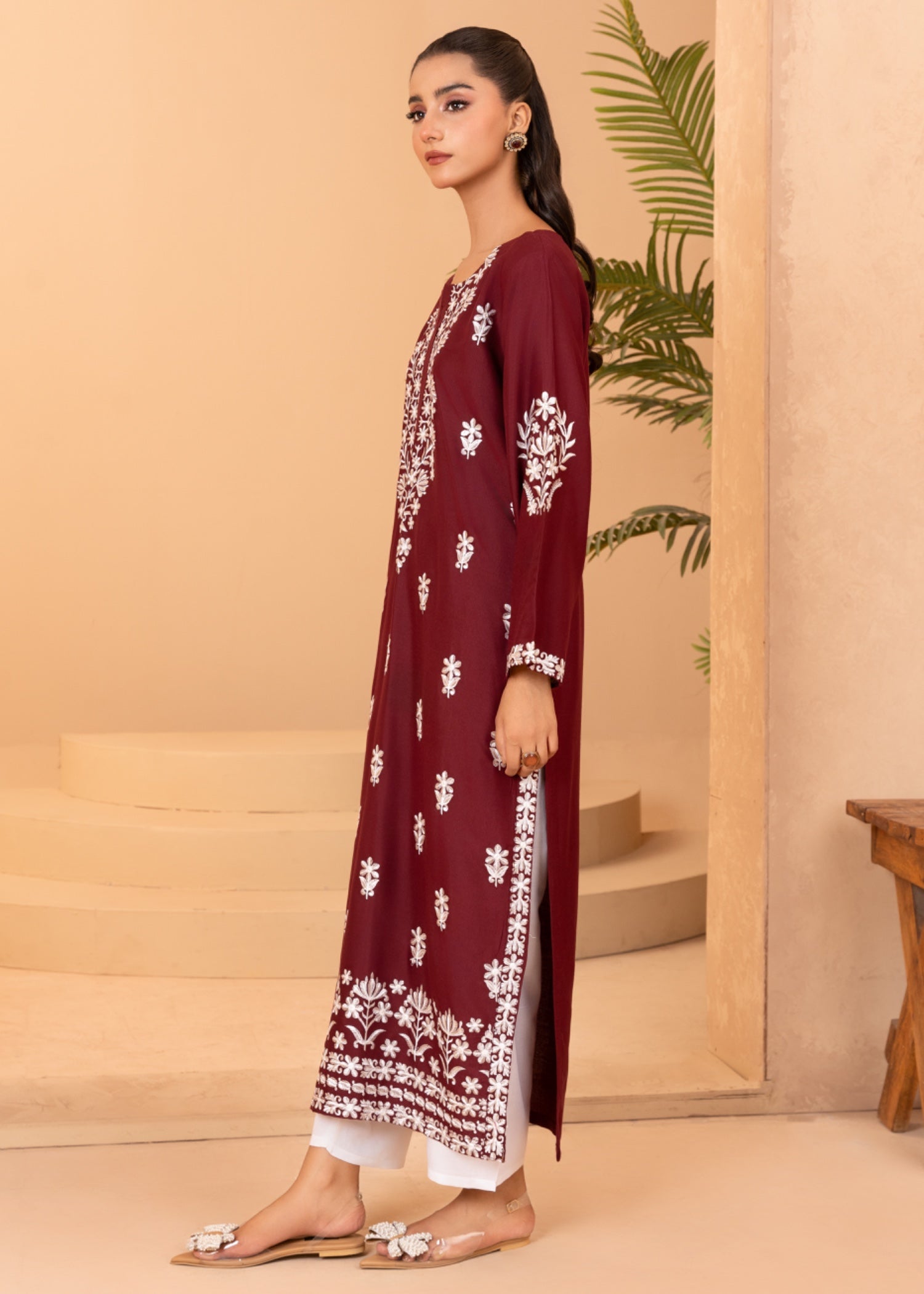 Chaudhary Arts Indian Kurti Maroon Women 1pcs