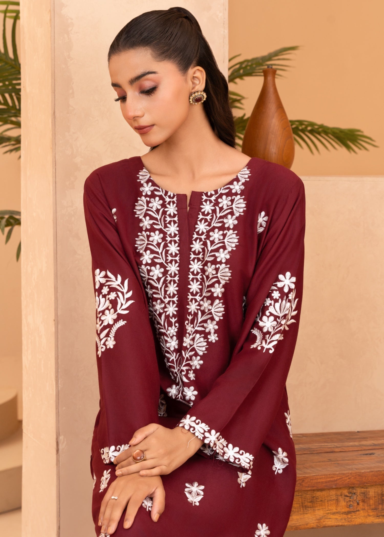 Chaudhary Arts Indian Kurti Maroon Women 1pcs