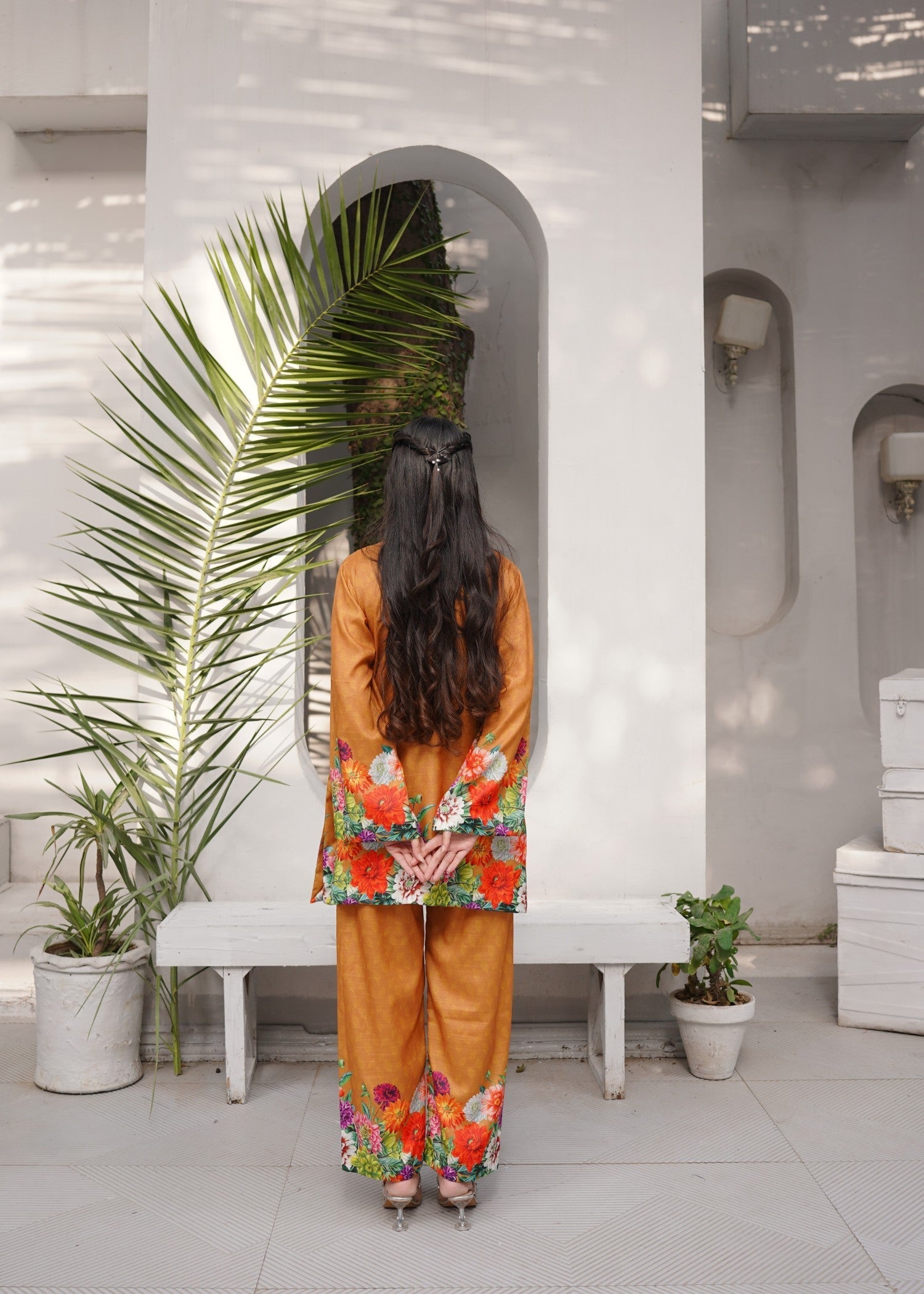 Dynamites Apparel Mustard Flora Women 2pcs