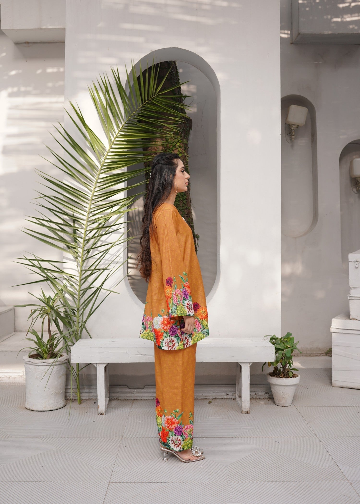 Dynamites Apparel Mustard Flora Women 2pcs