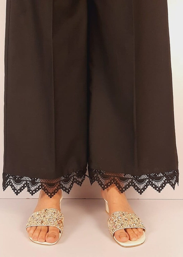Zardi Cotton Palazzo With Bottom Lace – Black – ZT511 Women 1pcs
