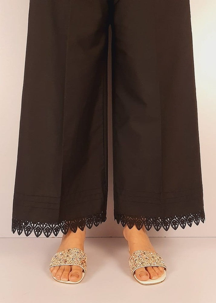 Zardi Pintuck Cotton Palazzo With Bottom Lace Black ZT411 Women 1pcs