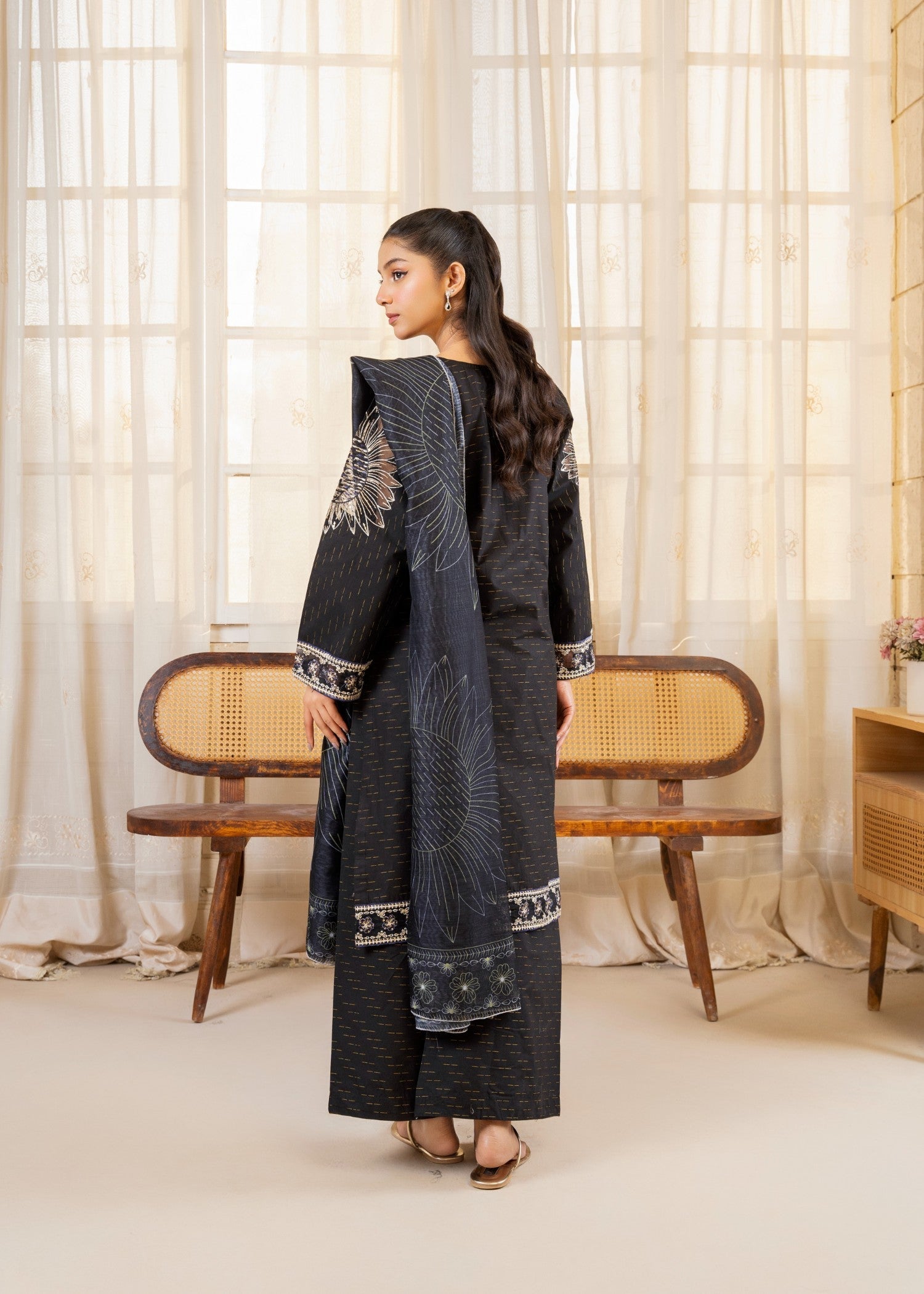 Attirepret Sunflare Elegance Embroidered Women 3pcs