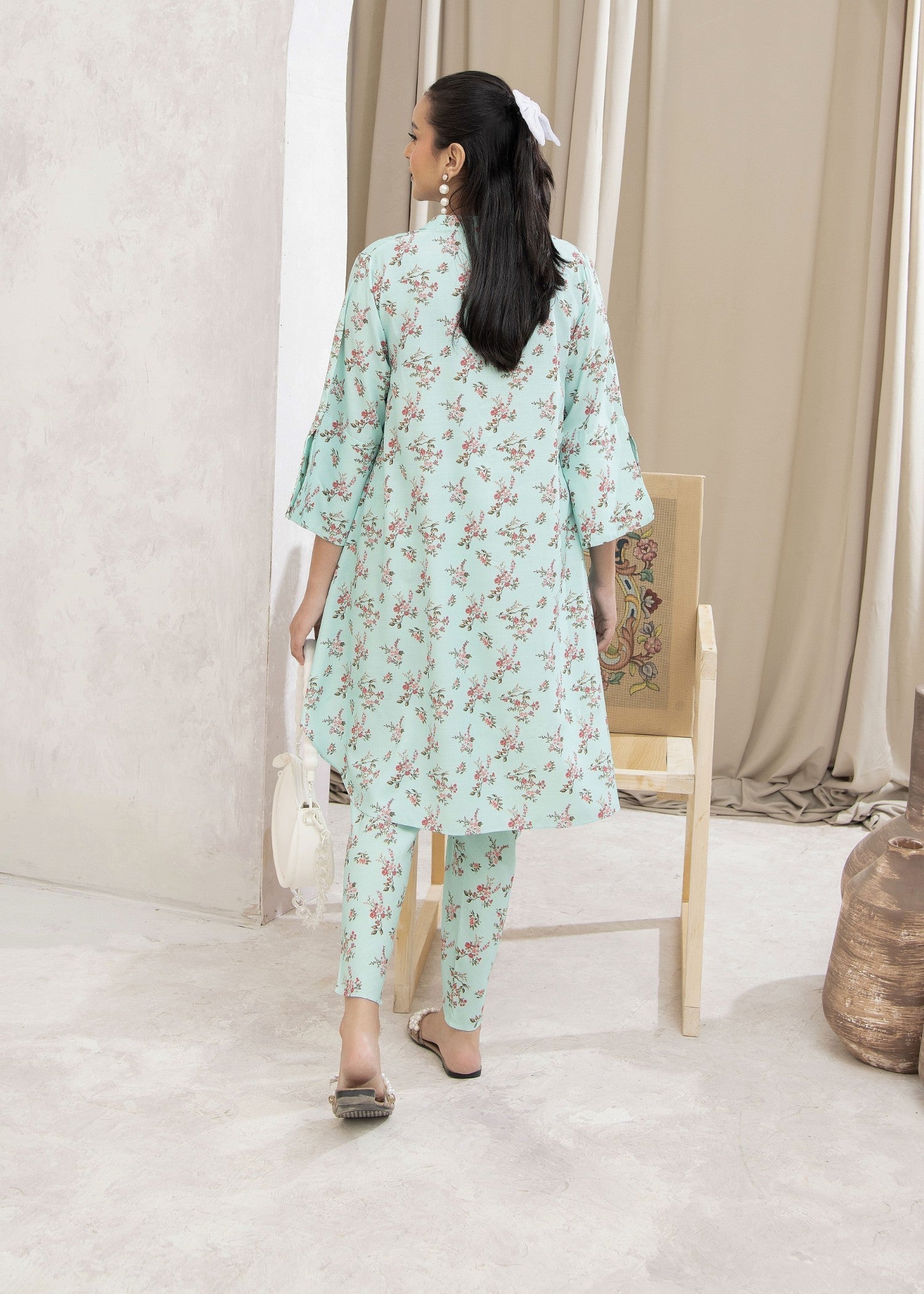 Mehryam Collection Soft Mint Floral Women 2pcs