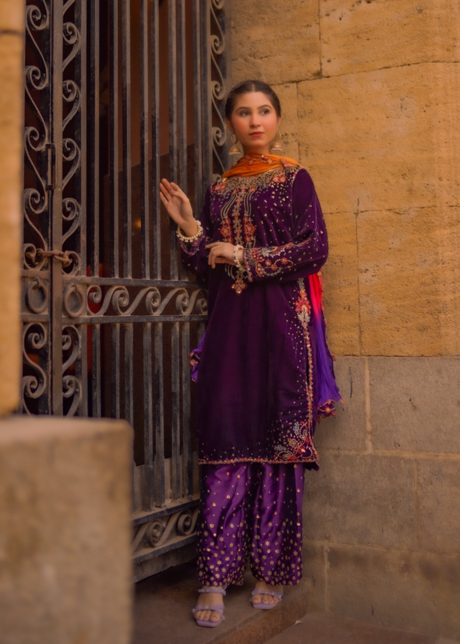 Suits By Sadia Velvet multi duppatta areeba Women 4pcs