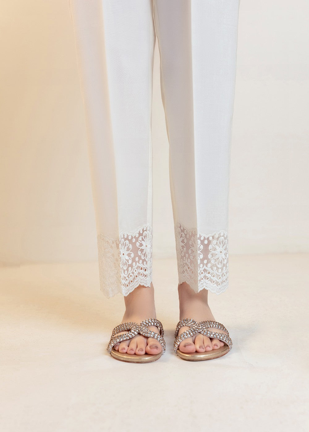 Cinq Apparel Cigarette Pants D 9249 Cream Women 1pcs