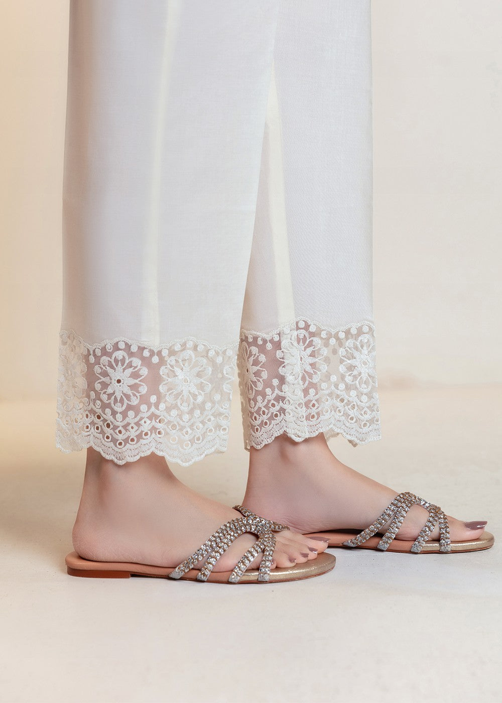 Cinq Apparel Cigarette Pants D 9249 Cream Women 1pcs