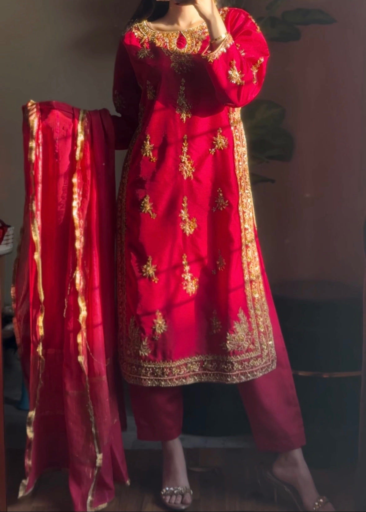 Suits By Sadia Raw silk pink shehnai Women 3pcs