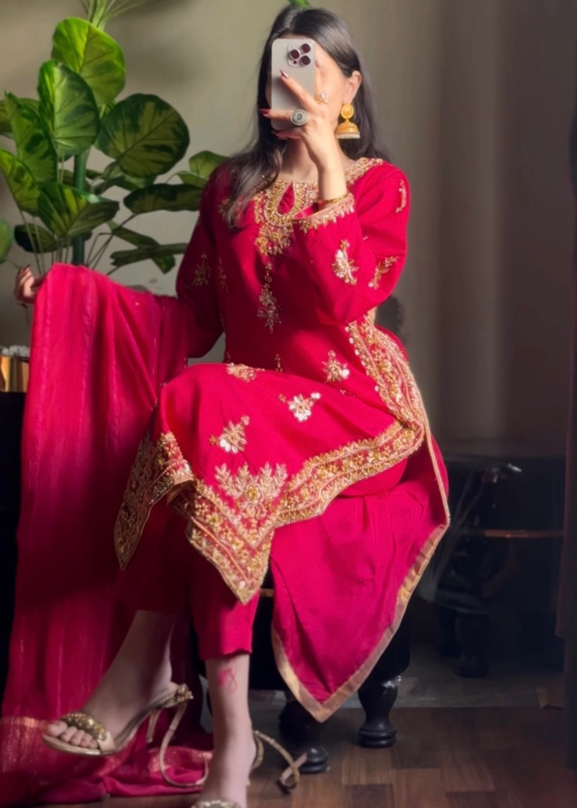 Suits By Sadia Raw silk pink shehnai Women 3pcs