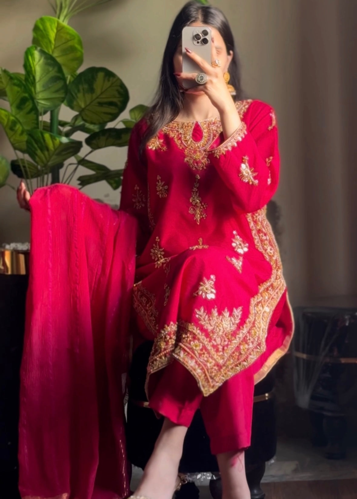 Suits By Sadia Raw silk pink shehnai Women 3pcs