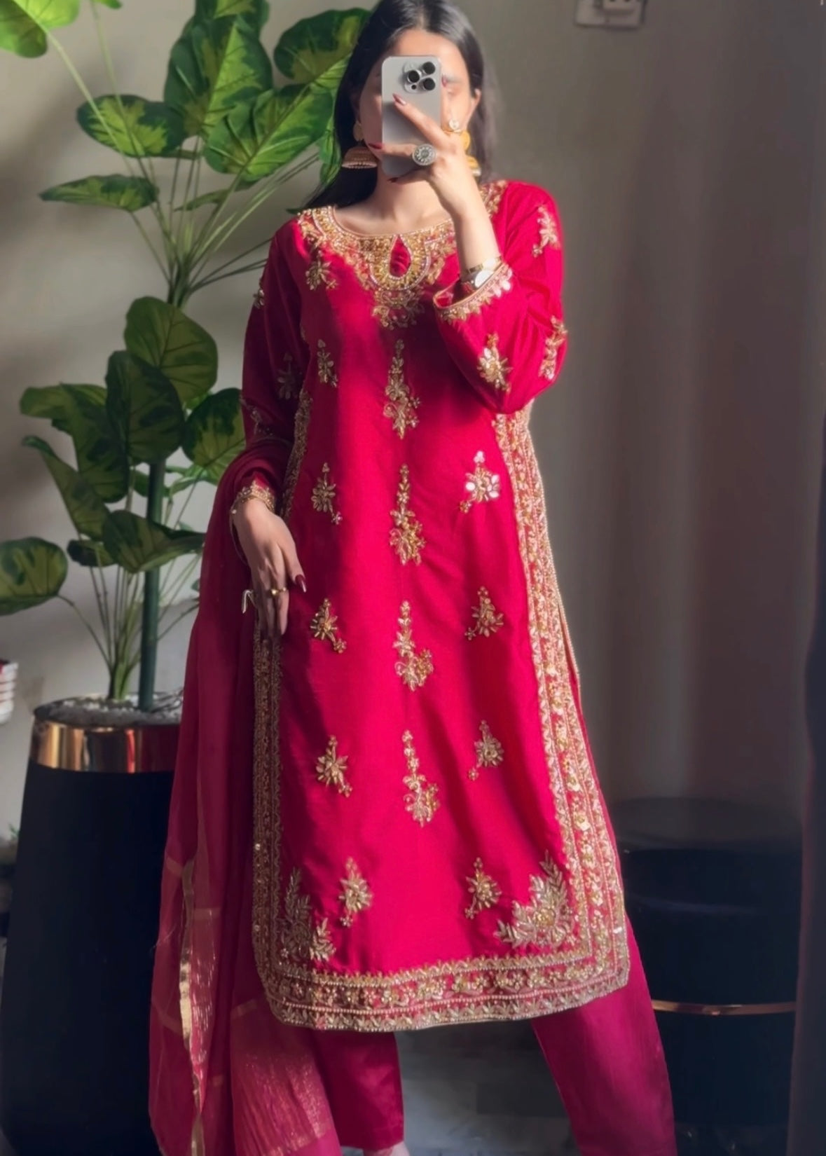 Suits By Sadia Raw silk pink shehnai Women 3pcs