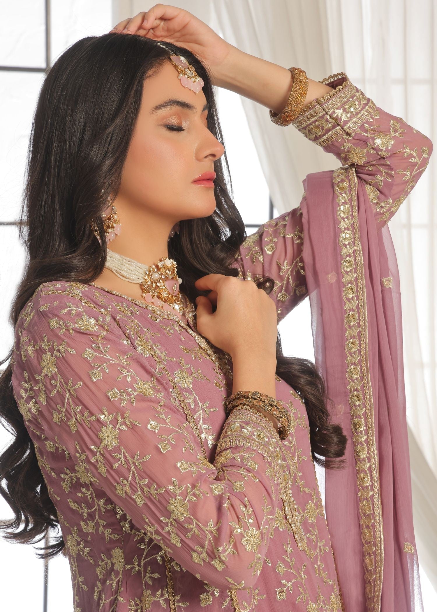 Al-Harir Apparel Rehana Mauve Pink Women 3pcs